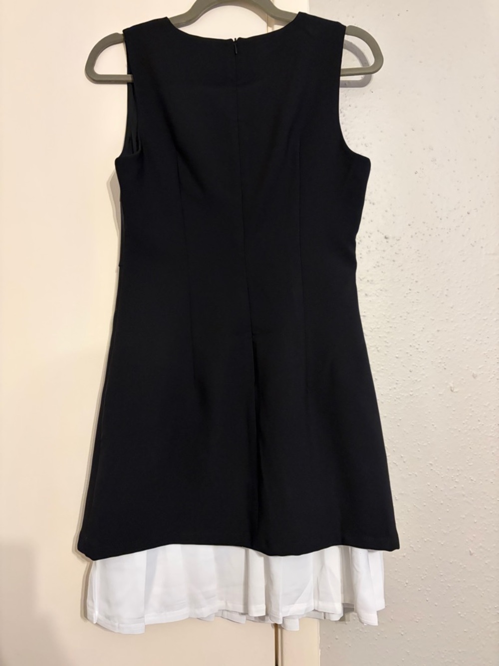 Commense Black Mini Dress with White Layered Hem - Picture 3 of 7